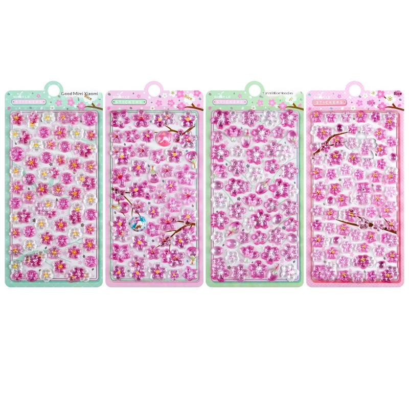 Sweet 3D Cherry Blossom Sticker Romantic Trendy Relief Flower Stickers Diy Scrapbooking Notebook Stationery Decal Decoration