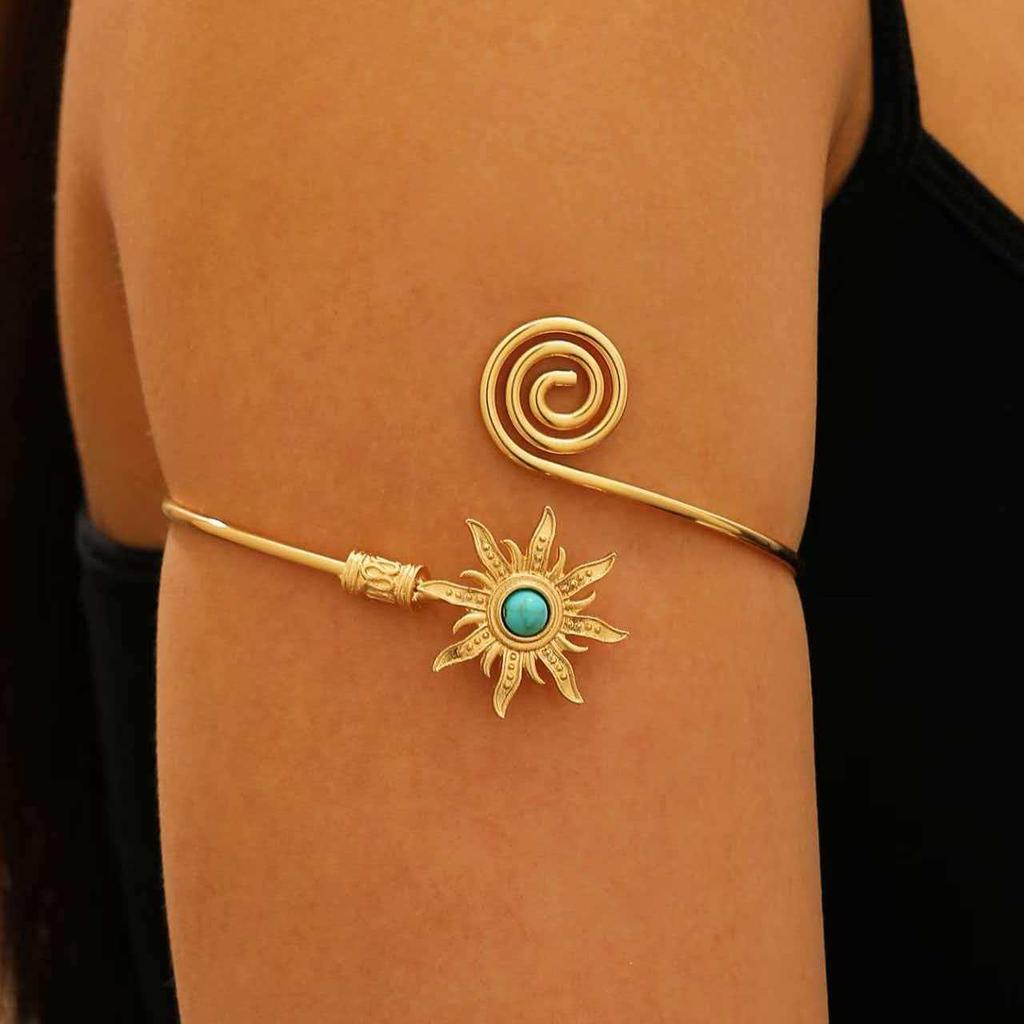 Retro Sunflower Adjustable Metal Cuff Bracelet for Women
