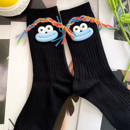 Funny Face Socks Cartoon Crew Socks with Colorful Braids Sausage Lips Cute Silly Socks for Women Girls Birthday Festive Gifts