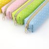 Strip Shape Candy Pencil Case Bag Dots Canvas Pens Storage Bag Stationery Pouch for Kids Girls Portable Lipstick Bag