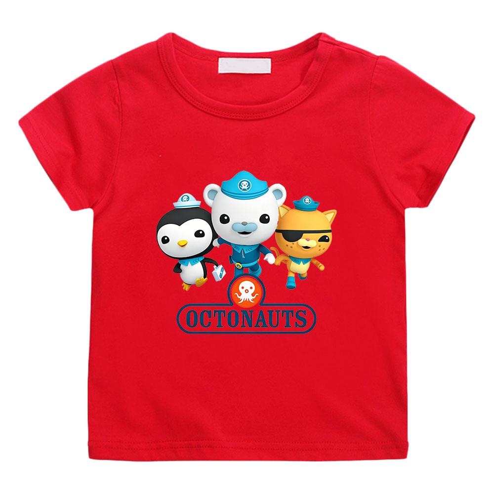 

The Octonauts Kawaii Children T-shirts High Quality 100%Cotton Tees Boys Girls Short Sleeve Casual Anime Print Kids Camisetas summer Tops 100 красный