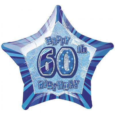 Unique Party Happy 60th Birthday Blue Star Foil Balloon