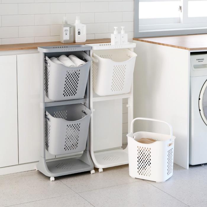 Ver.2 Large Capacity Trolley Swing Two-Layer Laundry Basket