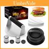 Set Pressa per Hamburger in Acciaio Inossidabile con Manicotto in Silicone per la Cucina di Casa e per Regalo