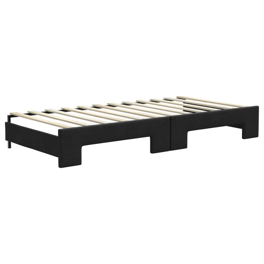 Vidaxl Extendable Sofa With Drawers, Black, 90X200 Cm, Fabric