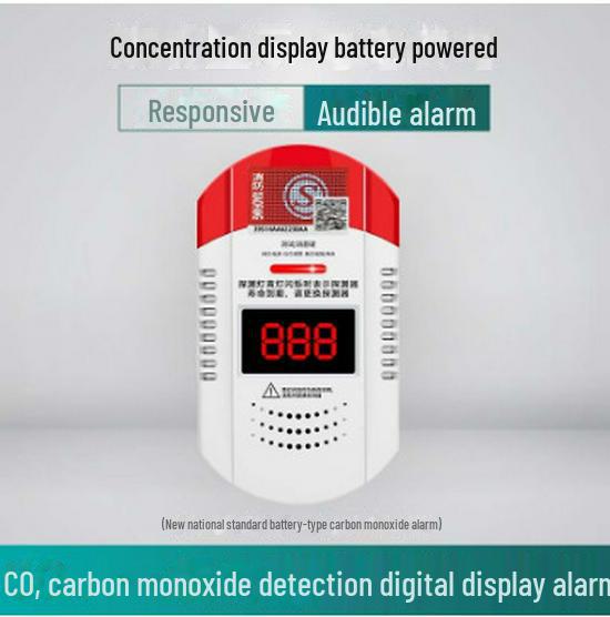 Zasilany bateryjnie wewnętrzny detektor tlenku węgla i gazu