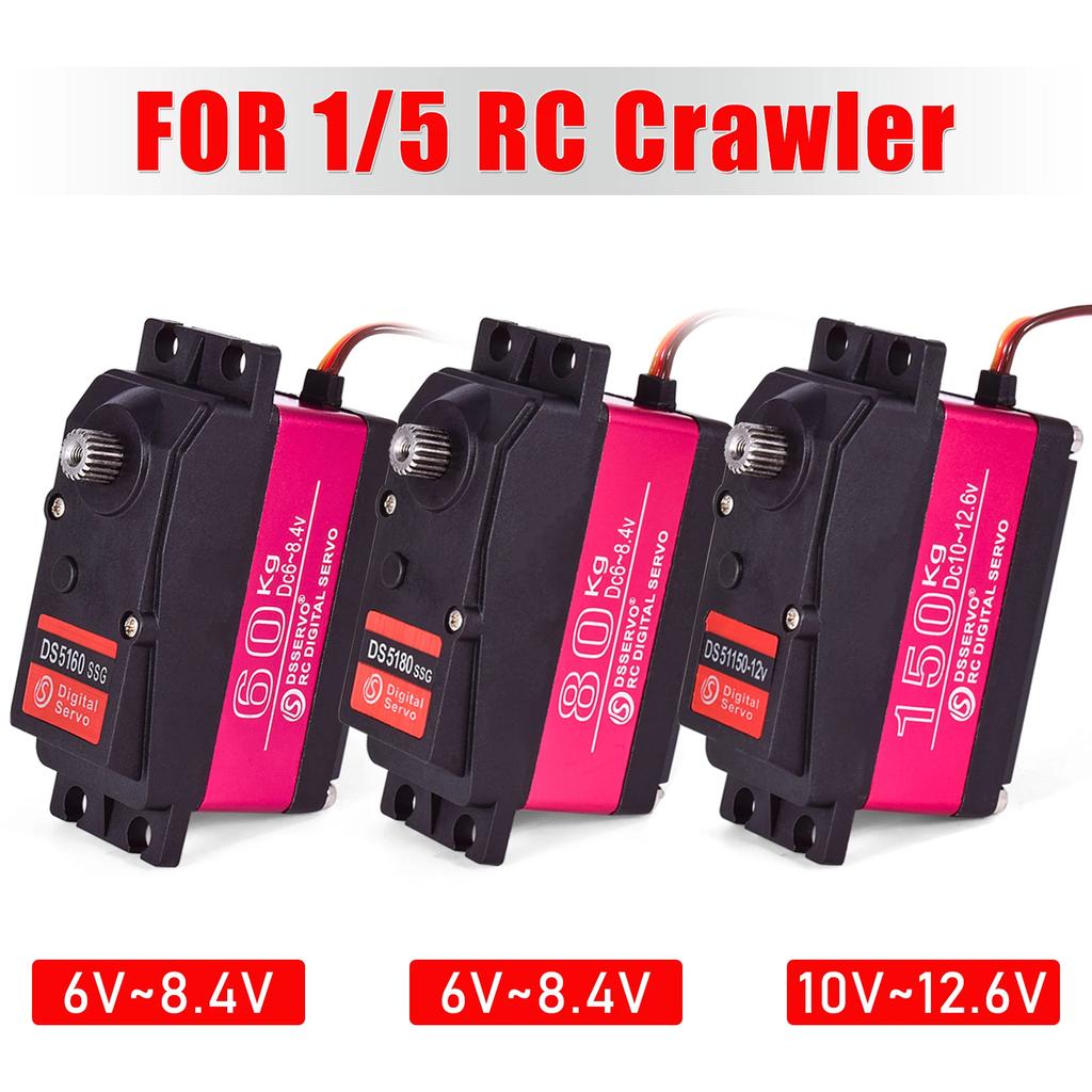 60/80/150/160KG DS5160 DS5180 DS51150 DS51160 Digital Metal Gear Robot RC 1/5 Servo Waterproof High Torque IP67 18T Servos Arm
