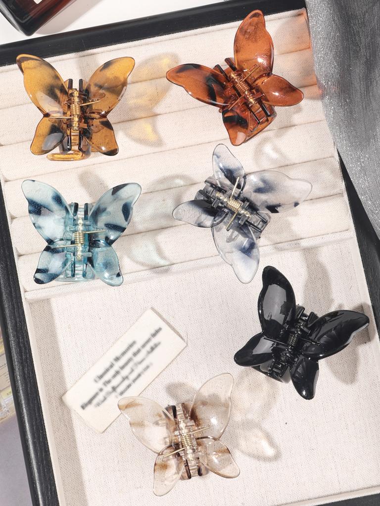 6 Pcs French Butterfly Hair Claw Clips,Small Leopard Hair Barrettes,Tortoise Bow Jaw Clips,Hair Accessory for Women Girls