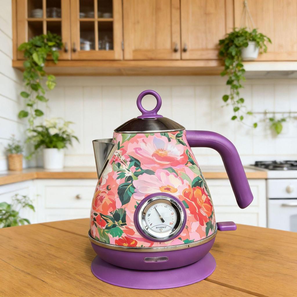 Retro Hand-Painted Luxury Kettle with Temperature Display