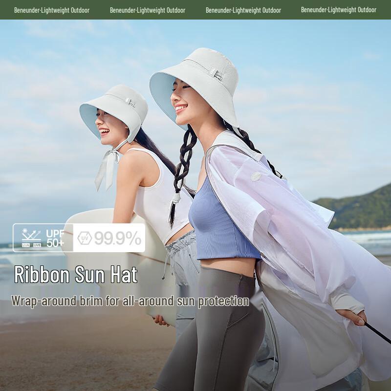 Beneunder Women's UV Protection Ribbon Fisherman Hat