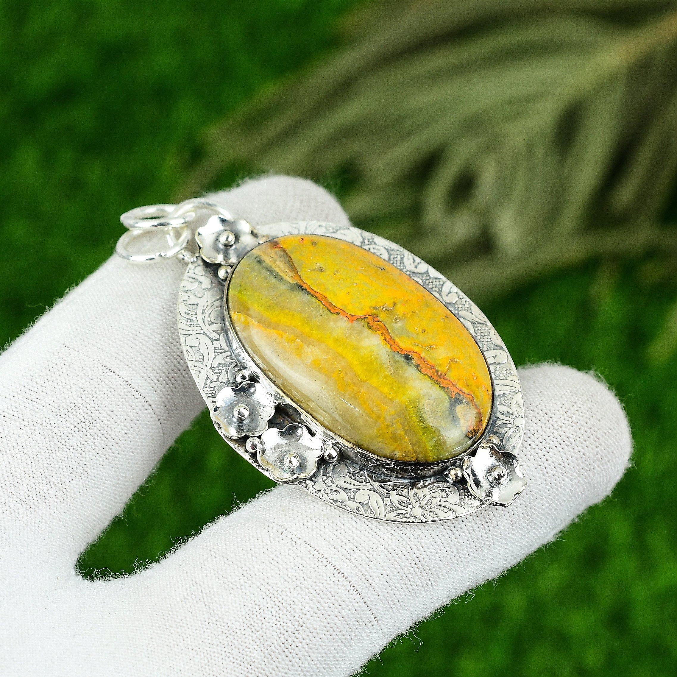 

Натуральный кулон из драгоценного камня яшмы шмеля из стерлингового серебра 925 пробы для женщин