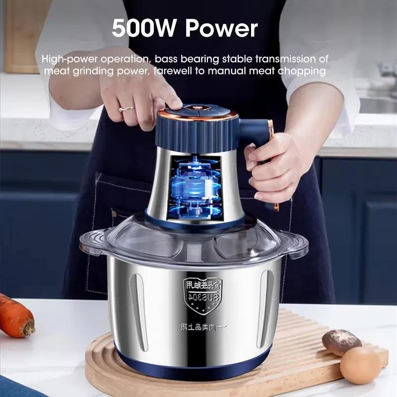 Multifunctional Kitchen Electric Chopper 5L EU Large Capacity Stainless Steel Meat Grinder Food Processing Machine