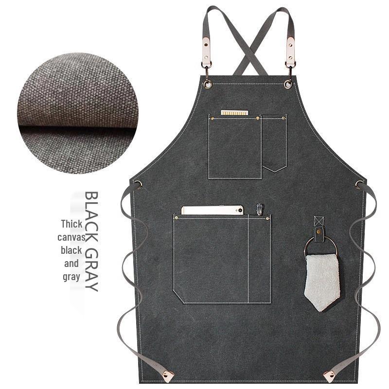 Waterproof, Oil-Proof Canvas Apron for Art, Painting, or Coffee Shop Wear-Resistant Custom Work Uniform.