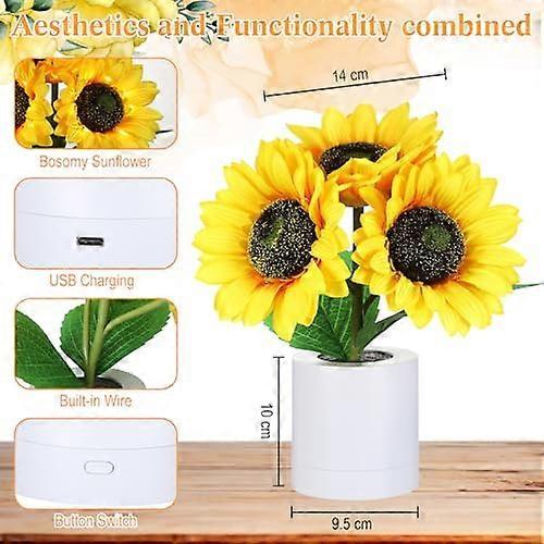 Luce Notturna Girasole, Lampada Girasole Artificiale LED Ricaricabile, Regalo di Compleanno Girasole per Donne Mamma Moglie Festa della Mamma