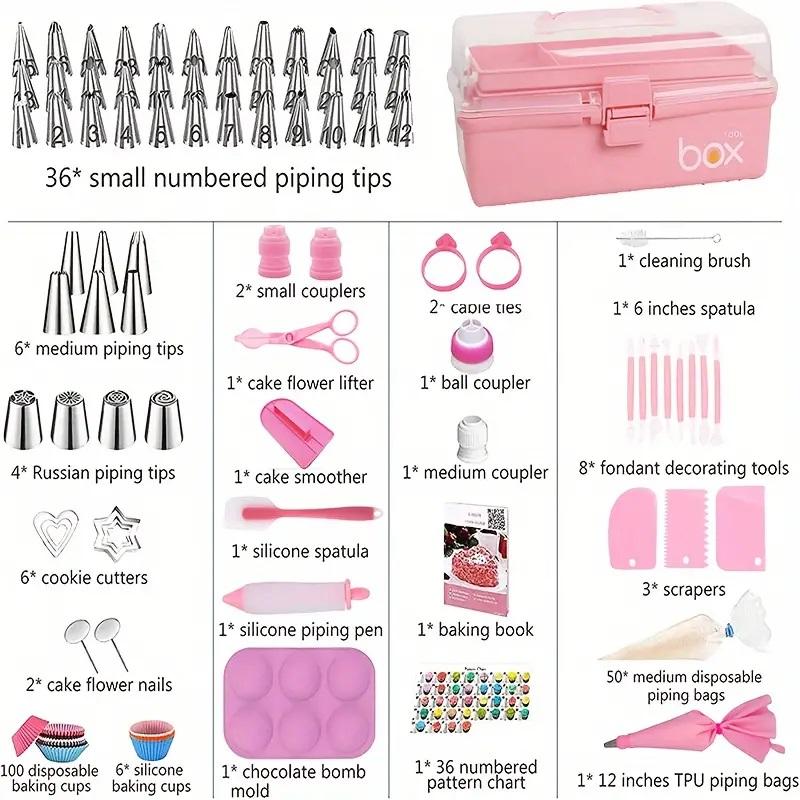 

LUSQI 337 шт. Инструменты для украшения торта Кондитерские мешки и Вращающаяся подставка для торта Набор шпателей Инструмент для выпечки из мастики своими руками