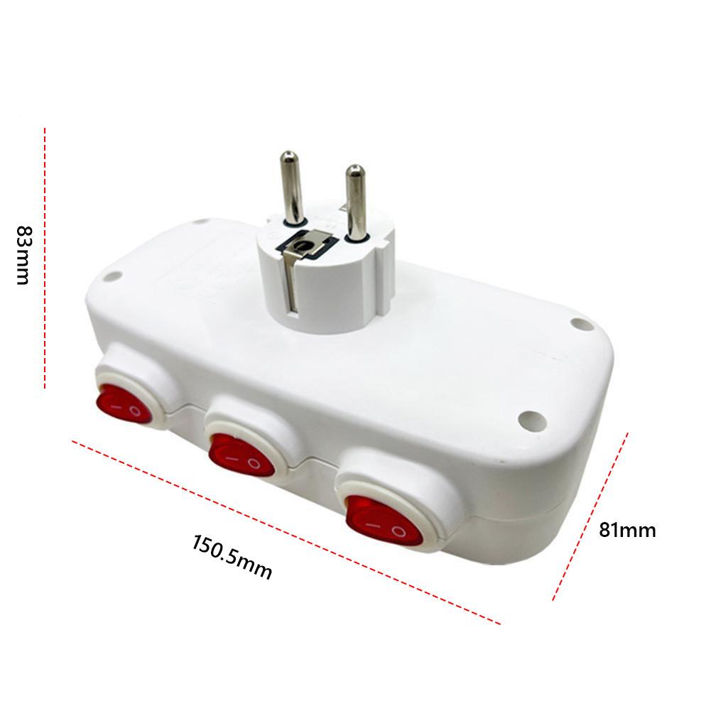 EU Plug Extension Socket 1 To 3 Way AC Outlets With ON/OFF Switch European Standard Conversion Power Extension Socket Adapter