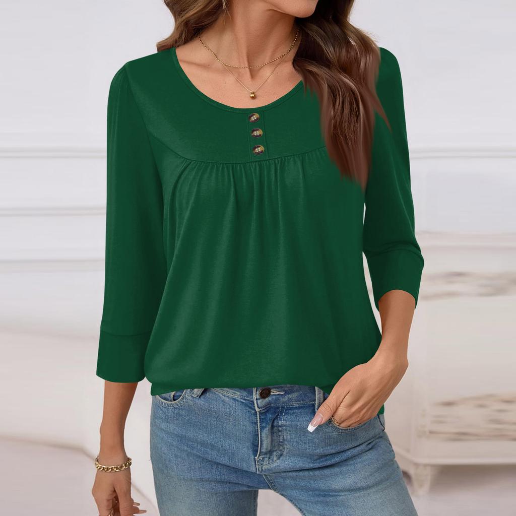 T-shirt casual da donna a manica corta, girocollo, colorata, vestibilità morbida