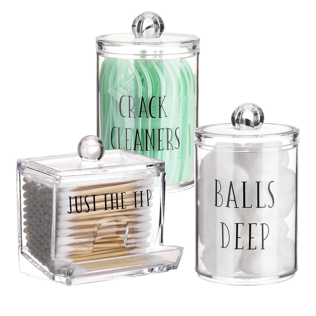 

3 шт./комплект держатель для ватных палочек и диспенсер для ватных дисков с бамбуковой крышкой прозрачные акриловые контейнеры для ватных палочек/шариковых палочек