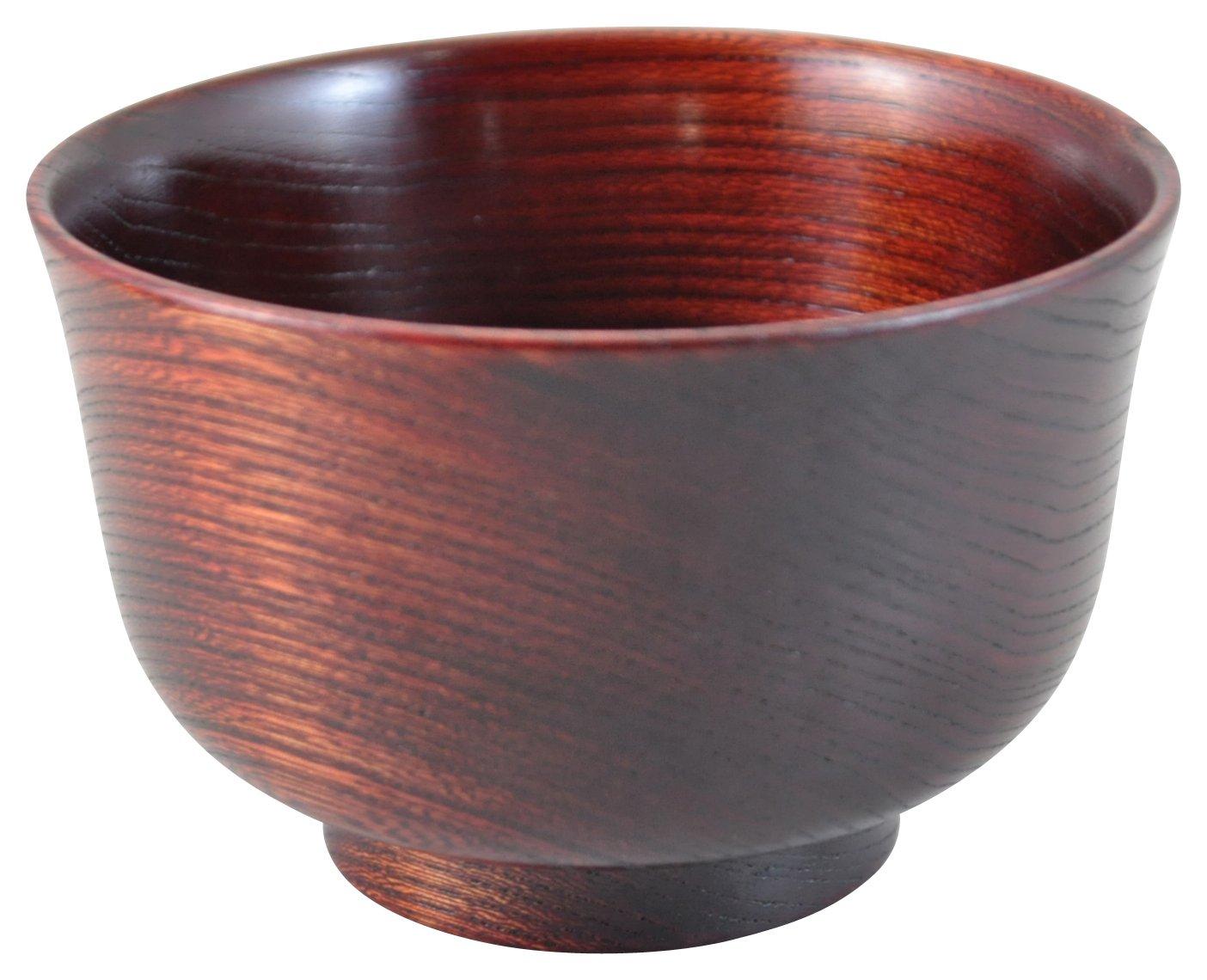 

Yamanaka Lacquerware Kashoan Wooden Soup Bowl with Feathered Red Print Stopper, SO-353