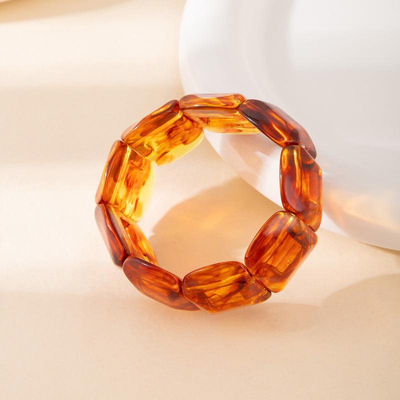 Color Smudged Acrylic Splicing Beaded Elastic Bracelet Exaggerated Bracelet Personalized High-End Jewelry