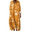 Women's Casual And Fashionable V-Veck Flower Print Long Sleeved Dress Long Sleeved Dress