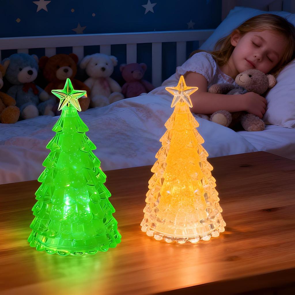 LED Crystal Christmas Tree Night Lights Mini LED Battery Operated Christmas Tree Night Night Lamp For Indoor Bedroom Living Room
