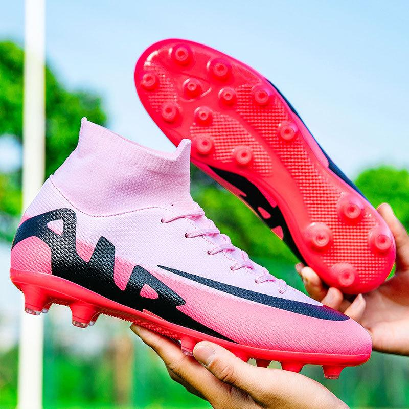 Foreign trade summer new high-top couple football shoes AG long nails TF broken nails student competition training sports football shoes