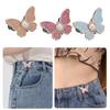 Reusable Clothing Fasteners Rugged Metal Pants Clamps Metal Waist-closing Buttons with Butterflies Shape Faux Pearls for Diy