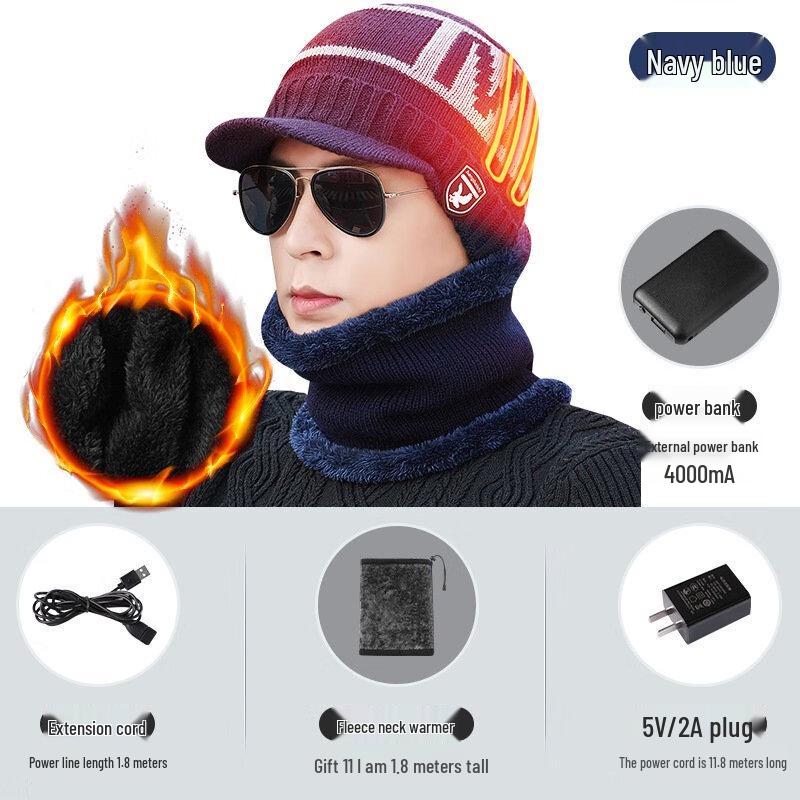 OEING Men's USB Heated Winter Earmuff Beanie