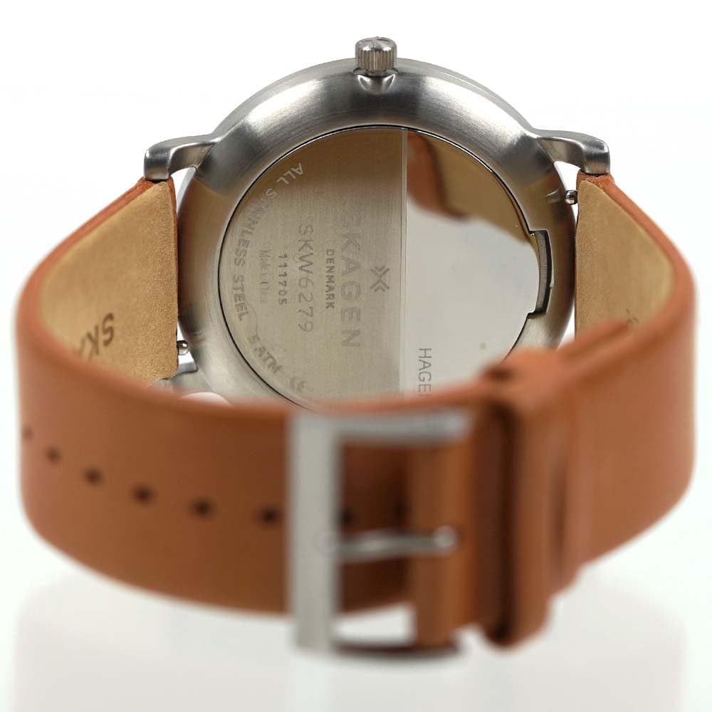 Skagen Watch HAGEN Blue Dial Brown Leather Date Display 40mm Men's SKW6279-I