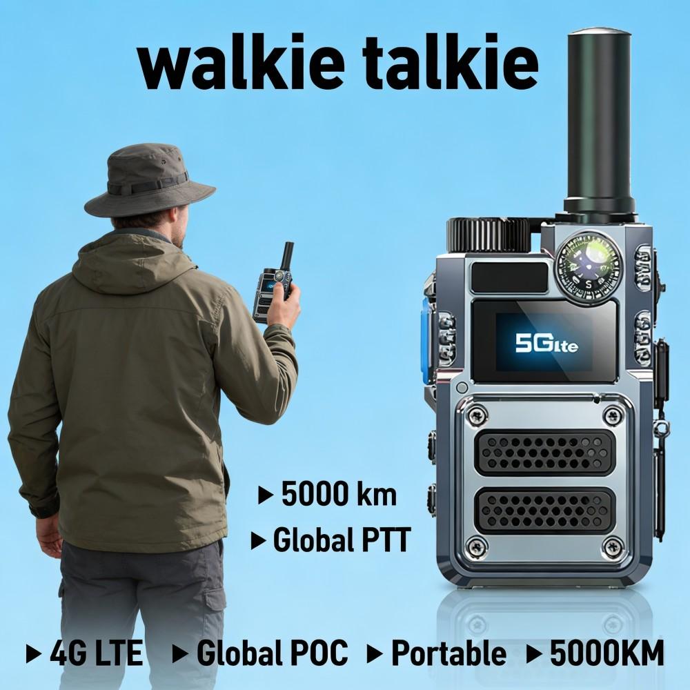 Globales 4G-Walkie-Talkie, öffentliches Außennetz mit Infrarot-Laserkompass, Zweiwege-Taschenlampe, globaler 6800-mAh-Akku für den Außenbereich