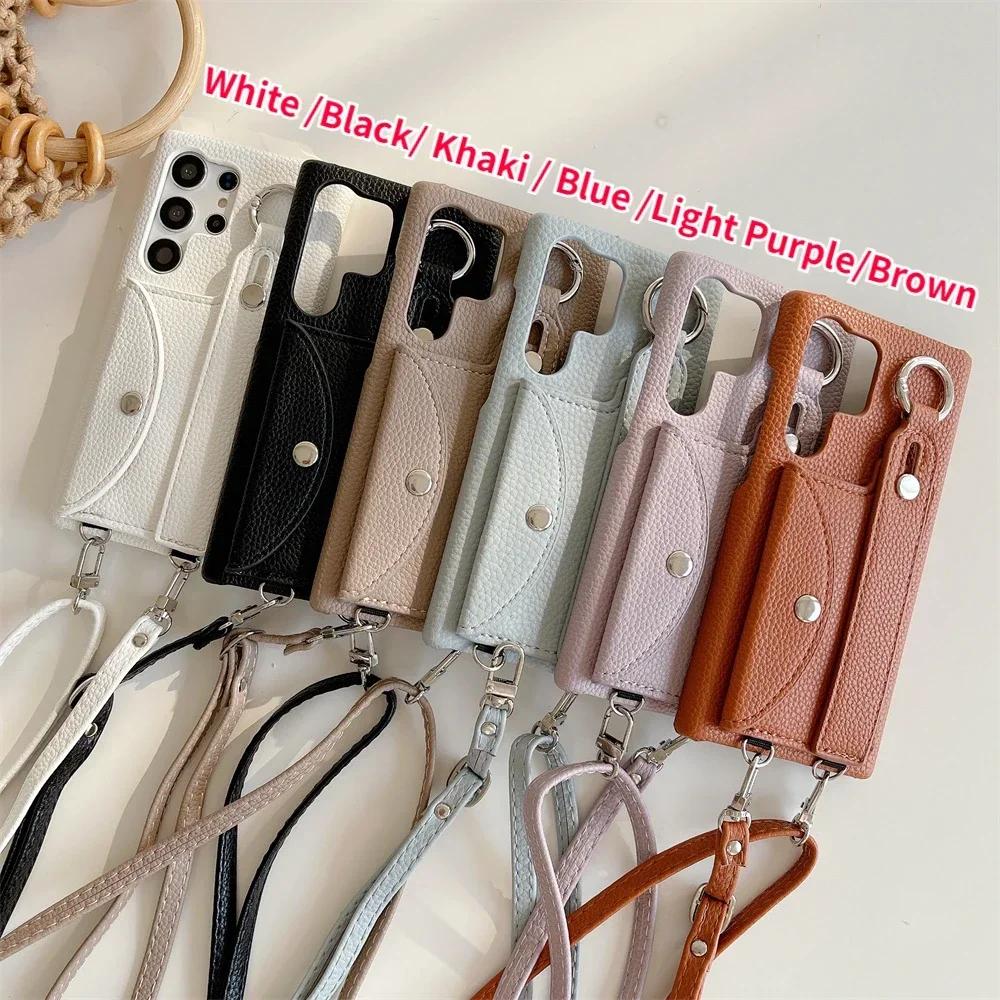 Wrist Strap Crossbody Wallet Case for Samsung Galaxy S25 Ultra S24 FE S23 S22 S21 Plus A56 A36 A26 A16 A55 A24 A54 Card Solt