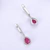 Simple Pear Shape Dangling Earrings with Natural Treated Africa Ruby S925 Silver Fine Jewelry for Women Girl Birthday Party Gift