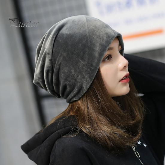 Lady Winter Hat Women Beanie Elastic Soft Solid Color Baggy Slouchy Keep Warm No Brim Plush Fashion Accessories