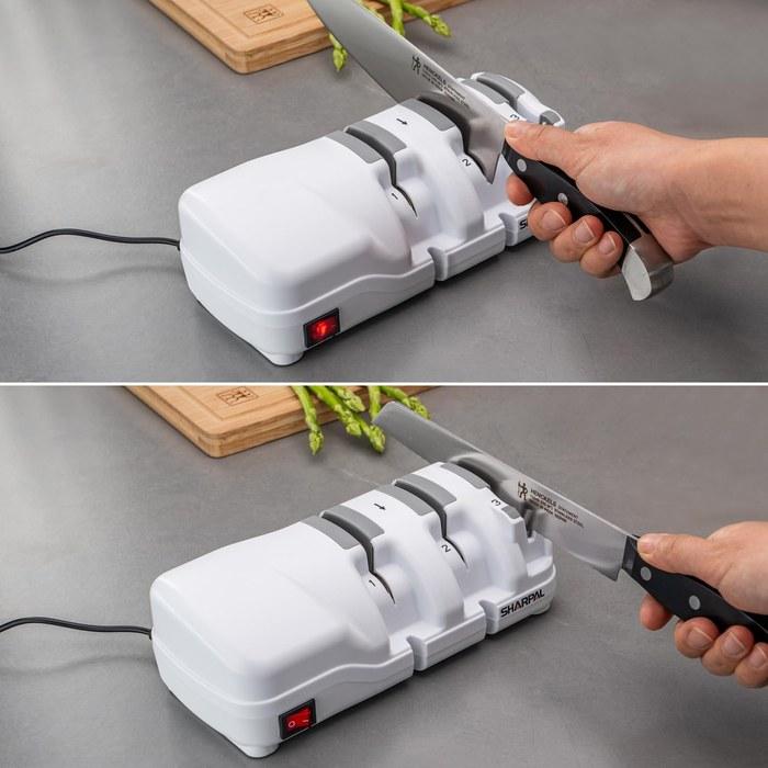 SHARPAL 198H Electric Knife Sharpener - 3-Stage Professional System with Diamond Wheel, for Plain & Serrated Blades, White