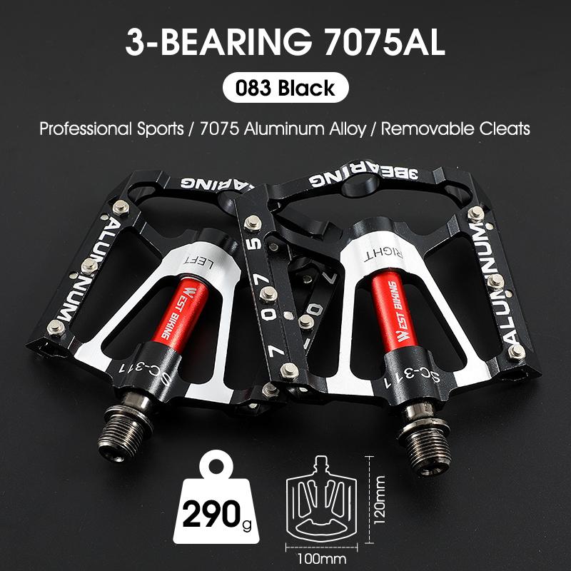 WEST BIKING MTB Bicycle Pedals Ultralight CNC Aluminium Alloy Anti-Slip Road Bike Flat Pedals Cycling 3 Bearing Bike Pedals BMX