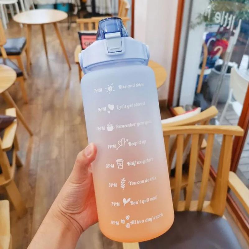 2 Liter Water Bottle with Straw Kids Girls Large Portable Bottles Sports Fitness Cup Summer Cold Water Motivational Water Bottle