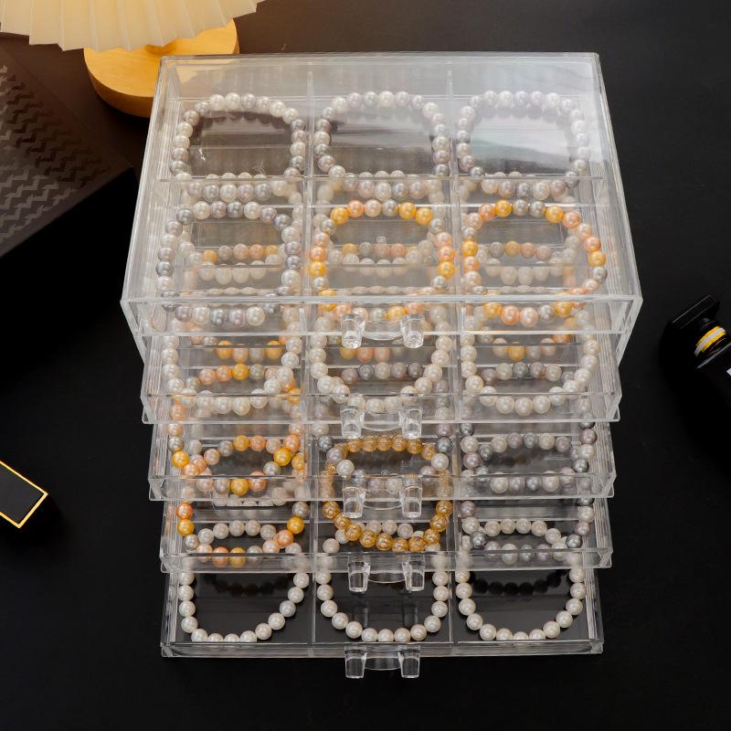 Transparent Grid Jewelry Storage Box: Dustproof Organizer for Bracelets, Necklaces, Earrings, and Ornaments