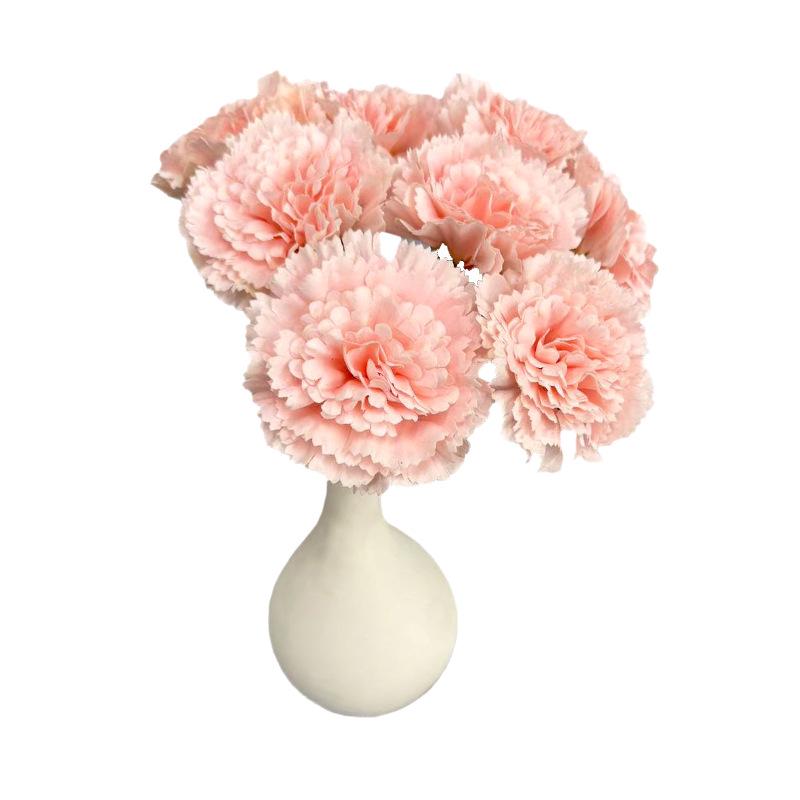 Short Stem Carnation Artificial Silk Flower Bouquet - Hand-Feel Moisturizing Floral Decor for Living Room Tabletop Arrangements