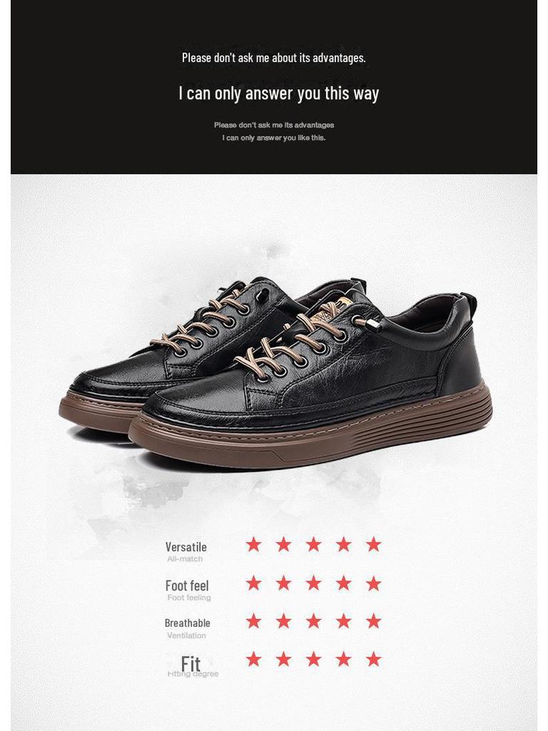 Men's Genuine Leather Casual Shoes 2023: Trendy, Soft-Bottom, All-Match Sneakers for Spring and Autumn