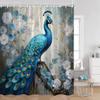 Peacock Shower Curtain Modern Oil Paniting Animals Flowers Plants Floral Bathroom Decor Elegant Fabric Bath Curtains with Hooks