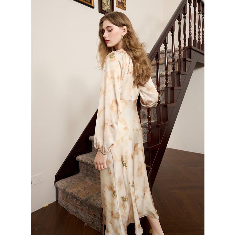 

Sancai 2025 Spring Elegant Floral A-Line Dress L