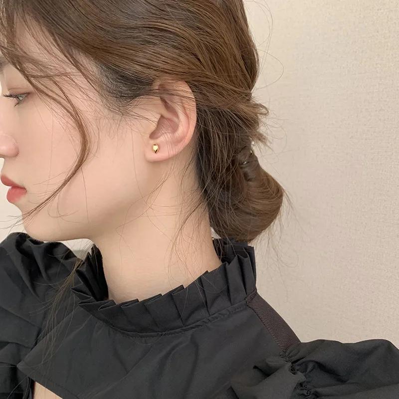 Simple Stud Earrings 2025 Trend Jewelry for Women Silver Color Water Drop Two Use Metal Ear Stud Cute Korean Small Earring Gift