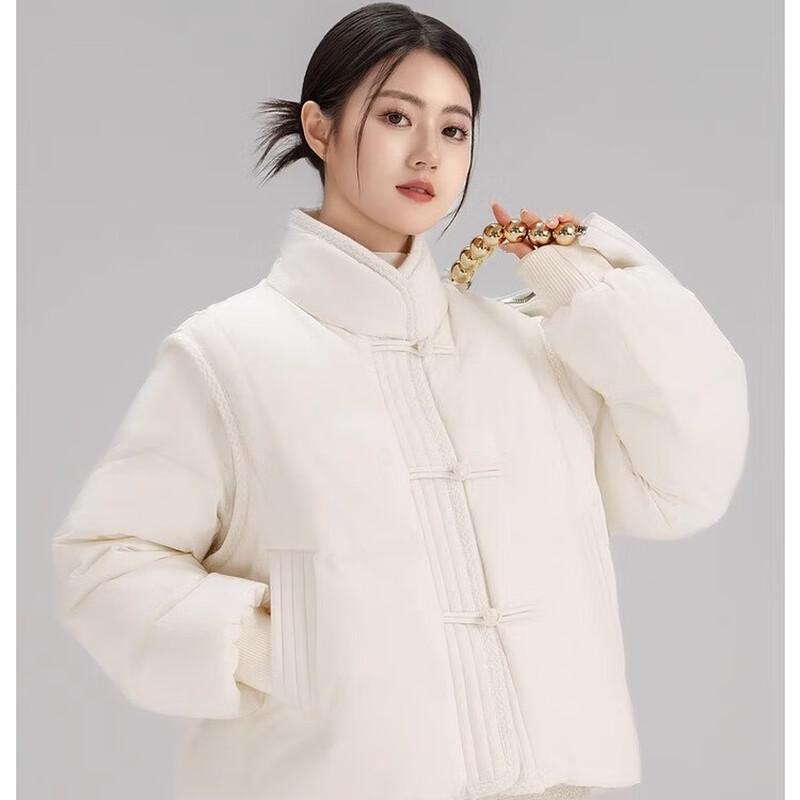 SNOWFLYING Women's New Chinese Style Short Puffer Down Jacket X40145624F