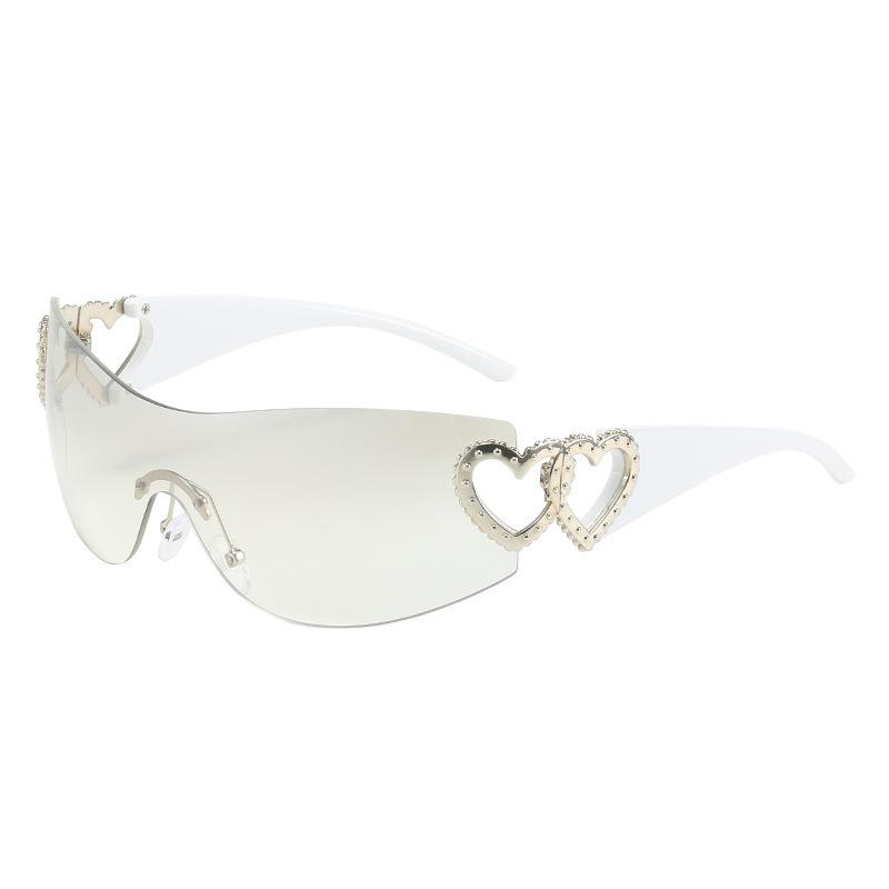 

Y2K Rimless Sunglasses Women Hollow Out One-Piece Love Heart Shape INS Fashion UV400 Eyewear regular