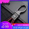 For Jeep Leather Metal Car Keychain Car Key Ring For Gift For Jeep Grand Wrangler JL JK Renegade Compass Gladiator Cherokee P