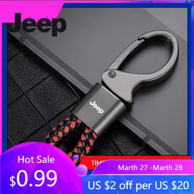 For Jeep Leather Metal Car Keychain Car Key Ring For Gift For Jeep Grand Wrangler JL JK Renegade Compass Gladiator Cherokee P