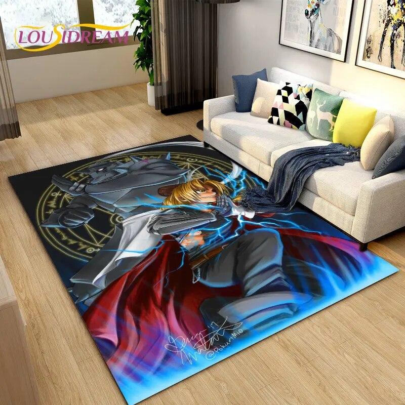 Anime Fullmetal Alchemist Area Rug Large,Carpet Rug for Living Room Bedroom Sofa Doormat Decoration,kids Play Non-slip Floor Mat