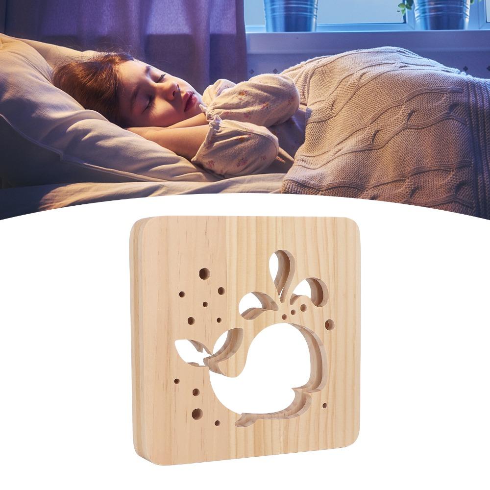 Whale Pattern Wooden 3D LED Light Hollow Carving 3D Wood Light  Gift Novel