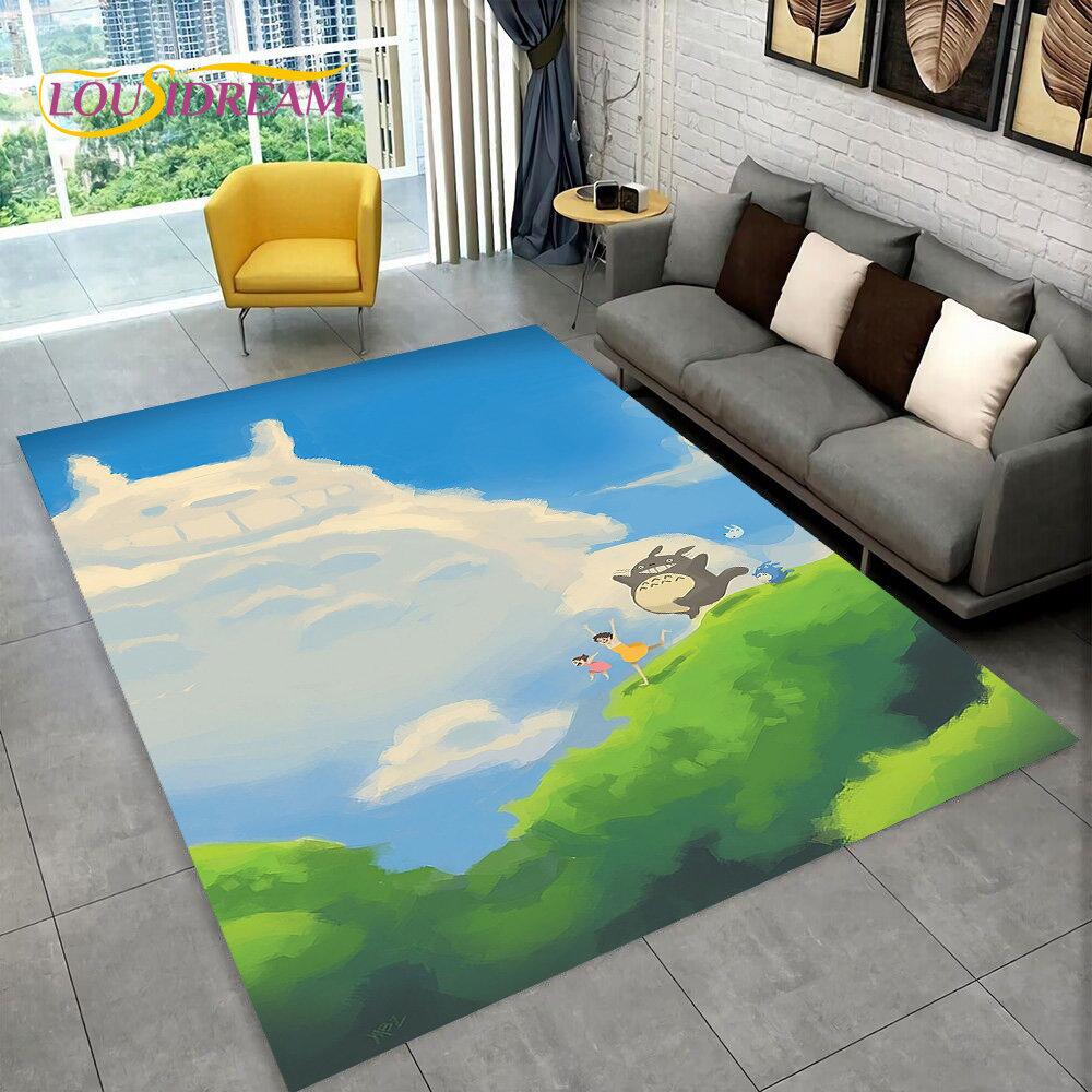 Cartoon My Neighbor T-Totoro Anime Area Rug,Carpet Rug for Living Room Bedroom Sofa Doormat Decoration,Kid Non-slip Floor Mat 3D